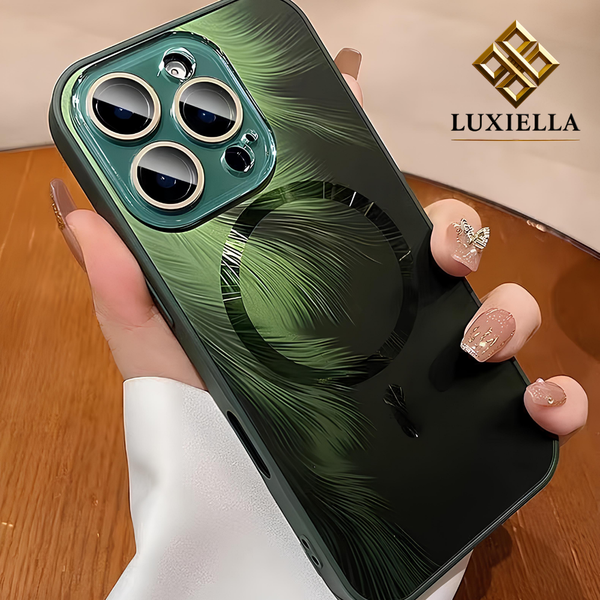 Luxiella Yeşil Prizma Tüy İnce Kılıf, minimal şıklık, MagSafe telefon kılıfı, mat buzlu efekt, iPhone kılıf çeşitleri, darbe koruma, sararmaya dayanıklı, kablosuz şarj uyumlu, yükseltilmiş kamera çerçevesi, premium tasarım